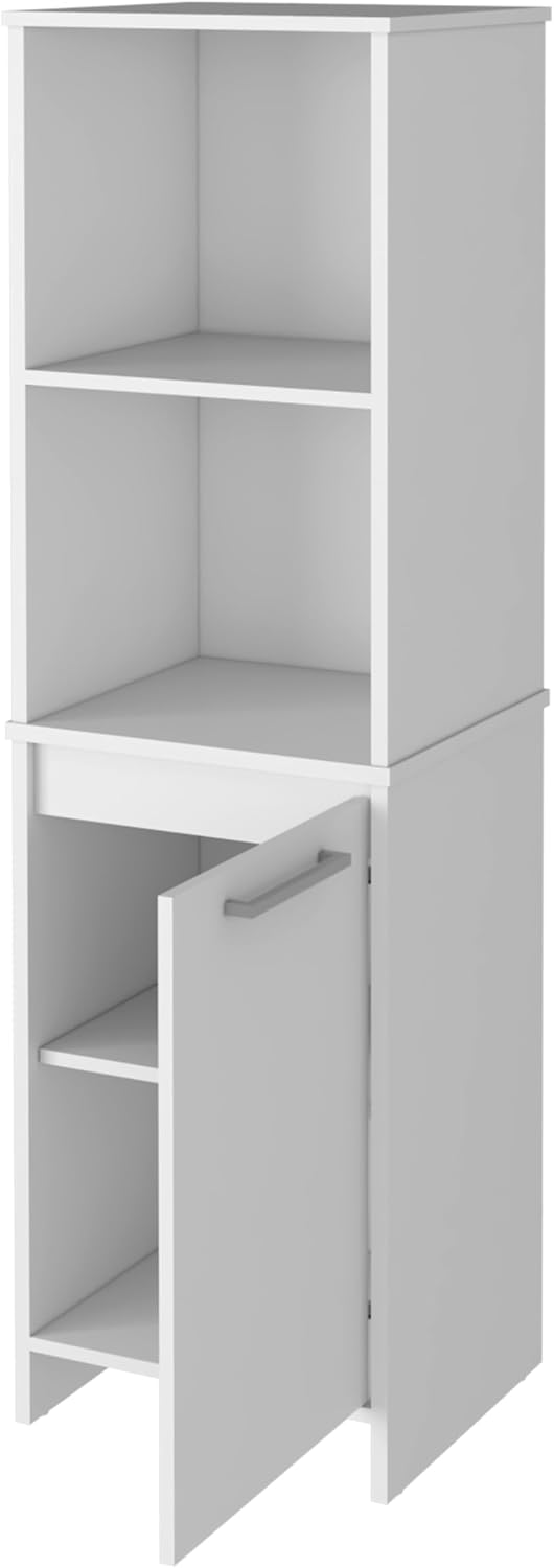White Engineered Wood Pantry Cabinet, 4 Shelves, Single Door, Soft Close Hinges - 15.74" L x 17.71" W Kitchen Storage Solution