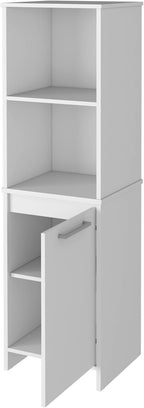 White Engineered Wood Pantry Cabinet, 4 Shelves, Single Door, Soft Close Hinges - 15.74" L x 17.71" W Kitchen Storage Solution