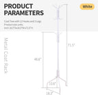 Coat Rack Freestanding for entryway,Living Room,Bedroom,Metal coat tree with12 Hooks and 3 Legs,hat stand (White)