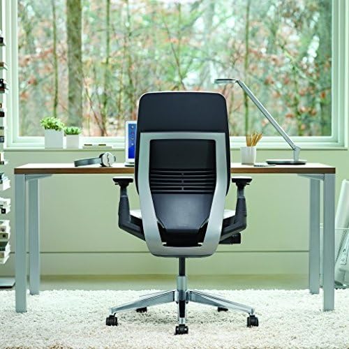 Steelcase Gesture Office Chair - Cogent Connect Wasabi Green Upholstered Wrapped Back Black Frame Low Seat Black Seat/Back/Arms Hard Floor Caster Wheels