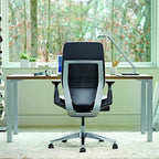 Steelcase Gesture Office Chair - Cogent Connect Wasabi Green Upholstered Wrapped Back Black Frame Low Seat Black Seat/Back/Arms Hard Floor Caster Wheels
