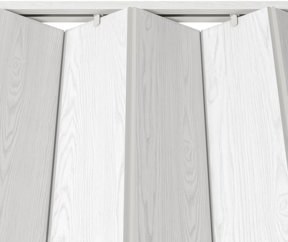 48 x 80 Inch Accordion Door - PVC Foldable Interior Folding Closet Door with Trimmable Height, Track Hardware Kit, Magnetic Closure for Bedroom Room Divider, White Oak