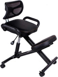 Ergonomic Kneeling Chair,Better Posture Rocking Stool,Ergonomic Office Desk Chairs,Posture Correcting for Bad Backs,Height Adjustable and Rotatable,for & Home (Black Pu)