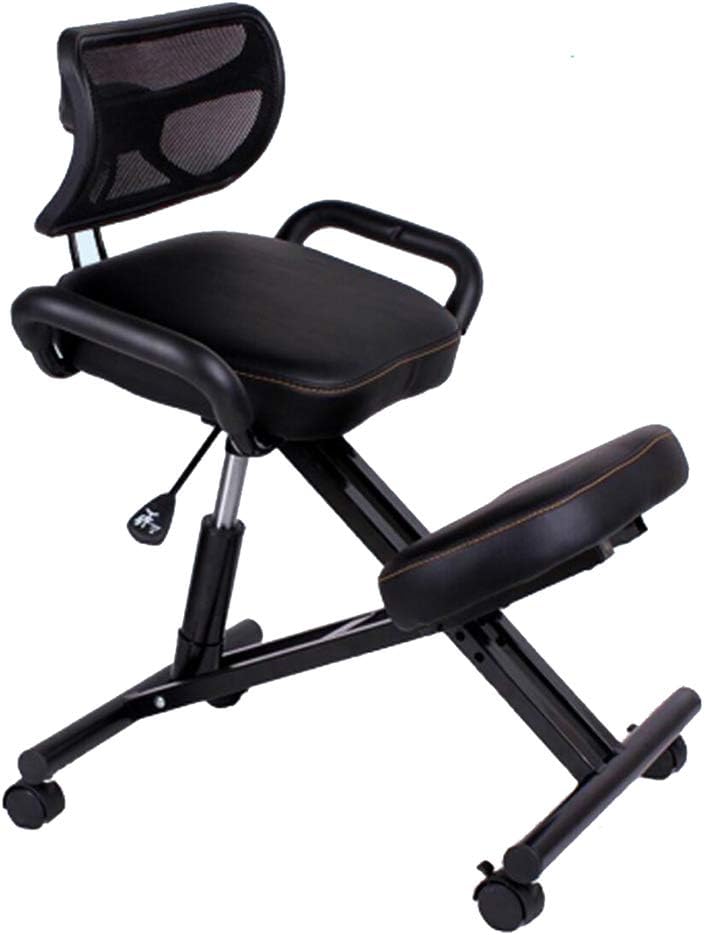 Ergonomic Kneeling Chair,Better Posture Rocking Stool,Ergonomic Office Desk Chairs,Posture Correcting for Bad Backs,Height Adjustable and Rotatable,for & Home (Black Pu)