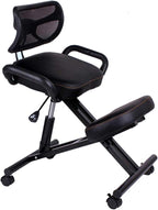 Ergonomic Kneeling Chair,Better Posture Rocking Stool,Ergonomic Office Desk Chairs,Posture Correcting for Bad Backs,Height Adjustable and Rotatable,for & Home (Black Pu)