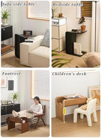 C-Shaped Sofa Side Table with Storage - Narrow End Table for Living Room & Bedroom, Multi-Functional Snack & Laptop Desk, Stylish Walnut Finish (35x44x60cm)