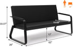 wonline 3-Seat Waiting Room Bench with Armrest PU Leather Office Waiting Room Furniture, Office Guest Seating Lobby Conference Reception Chair for Airport Clinic Hospital