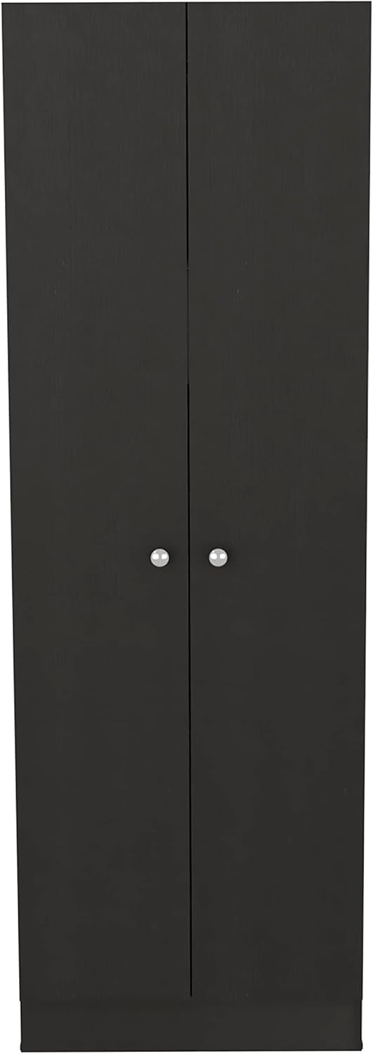 Modern Kitchen Pantry, Black Storage Cabinet with 5 Shelves & Double Door, Easy to Maintain, for Dining Room