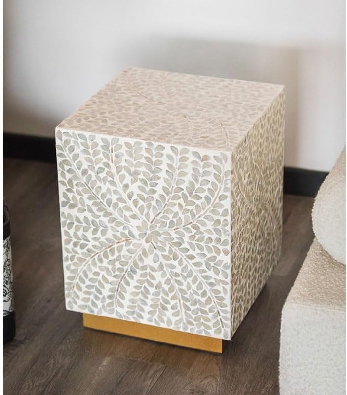 Sofa Side Table Light Luxury Shell Side Table Living Room Sofa Coffee Corner Rack Bedroom Bedside Retro Small Round Bench End Table for Couch