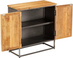 Brown and Grey Recycled Teak and Steel Medium Sideboard with Two Spacious Compartments for Living Room and Dining Room Storage