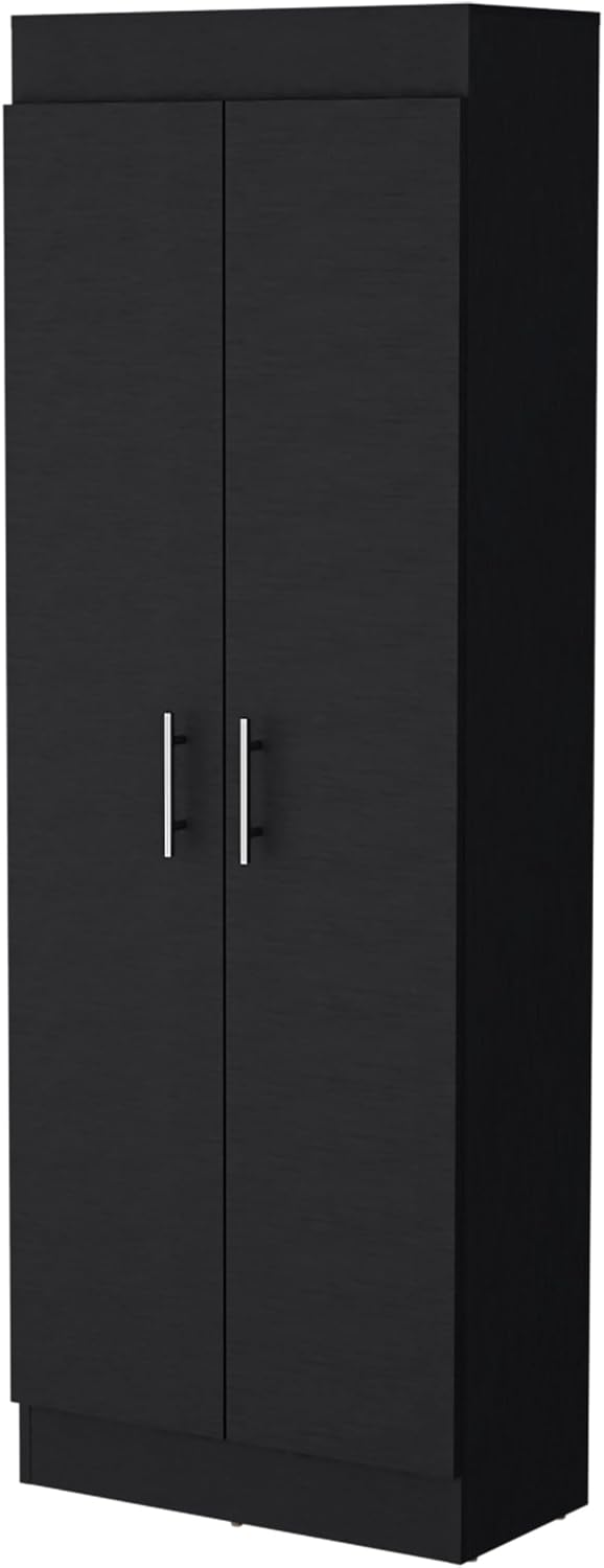 Dawson Pantry Cabinet with 5-Shelf Storage - Black for Kitchen Organization