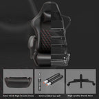 Dowinx Gaming Chair with Massage Lumbar Support, Vintage Style Office Computer Chair PU Leather E-Sports Gamer Chairs with Retractable Footrest and Headrest Black&Red