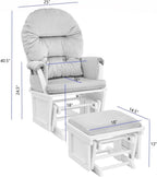 Madison Glider and Ottoman: White Wood and Gray Fabric for Comfort and Style