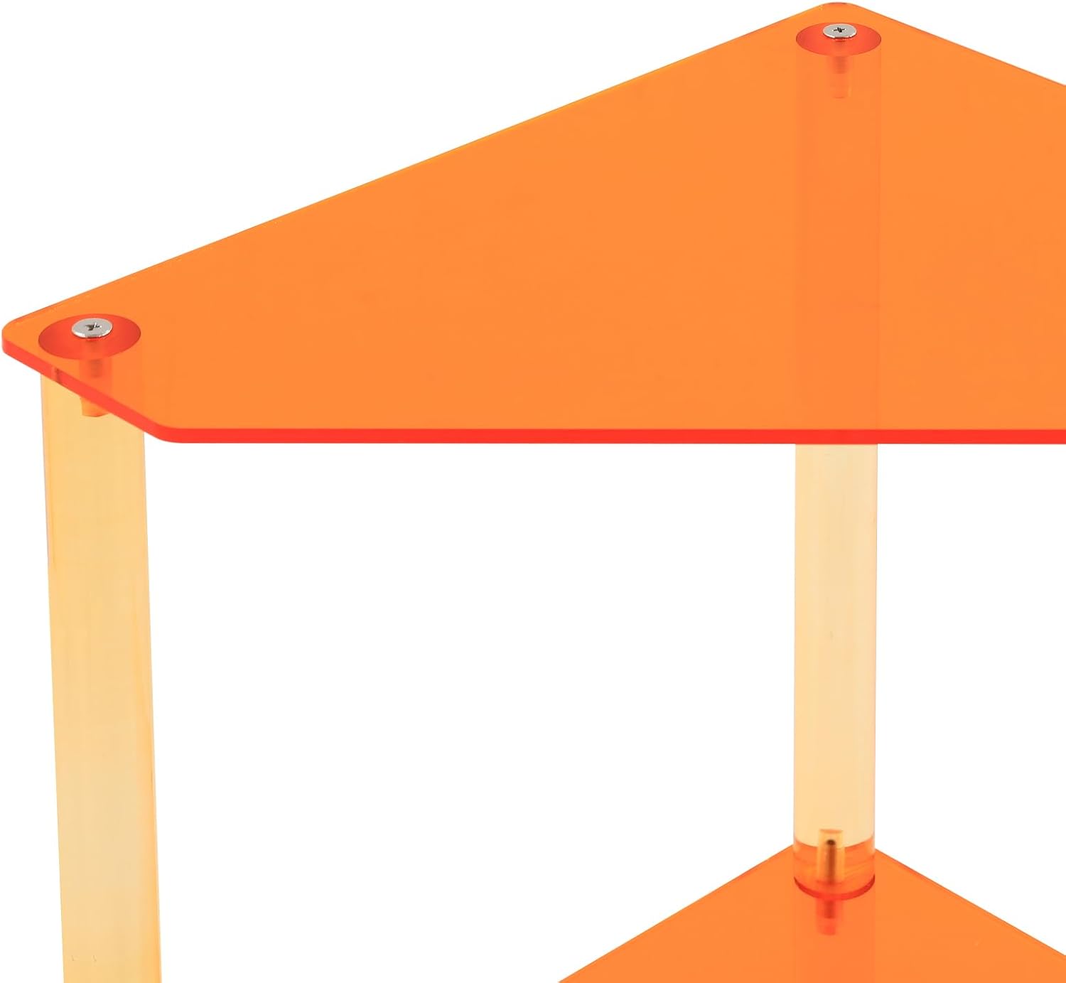 Acrylic Corner Side Table - 3 Tier Triangle End Table - Small Side Table for Living Room, Bedroom, Bathroom - 11.8'' L x 11.8'' W x 26 ''H, Orange