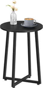 HOOBRO Side Table and Round Side Table Bundle, Round End Accent Table with Sturdy Metal Pedestal, 3-Tier Compact Sofa End Table with Charging Station, BB95BZ01-BB219UBZ01