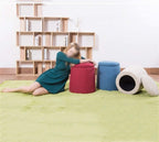 BABYCE Ottoman Stool Pouffe Chair Stool Cloth Cover and 4 Legs Sofa Home Low Stool - Khaki Solid Wood Footstool (Color : Red)