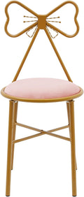 Girly Style Butterfly Backrest Chair, Modern Vanity Stool, Pink | 220.46lbs Maximum Load Capacity, flannel and foam, Soft and comfortable for Dressing table