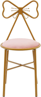 Girly Style Butterfly Backrest Chair, Modern Vanity Stool, Pink | 220.46lbs Maximum Load Capacity, flannel and foam, Soft and comfortable for Dressing table