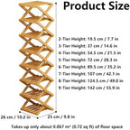 No-Assembly Bamboo Shoes Rack, Foldable Vertical Corner Shoe Organizer, Multifunctional Narrow Shoe Shelf for Entryway, Closet, Bedroom, Hallway (Brown, 5-Tier)