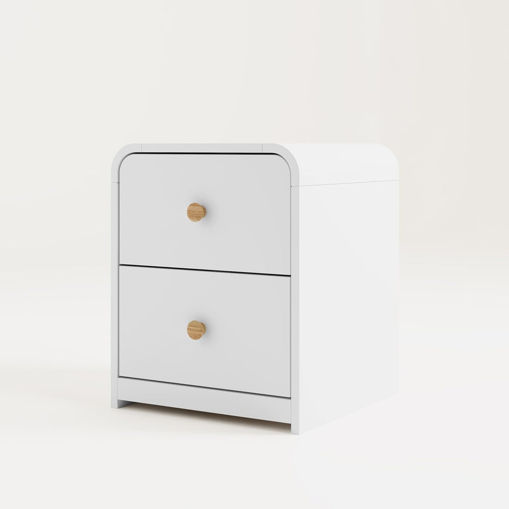 Storkcraft Next Santos 2-Drawer Nightstand, White with Natural | GREENGUARD Gold Certified, Pre-Installed Drawer Tracks for Easier Assembly, Nightstand Organizer for Kids Bedroom