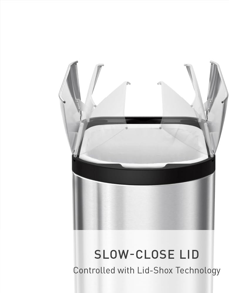 simplehuman 45 Liter / 11.9 Gallon Butterfly Lid Kitchen Step Trash Can, Brushed Stainless Steel