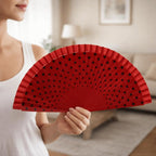 Flamenco Spanish Folding Fan Dots Pattern Handle Easy To Open and Close Hand Fan Vintage Decorative Fan Filming Props