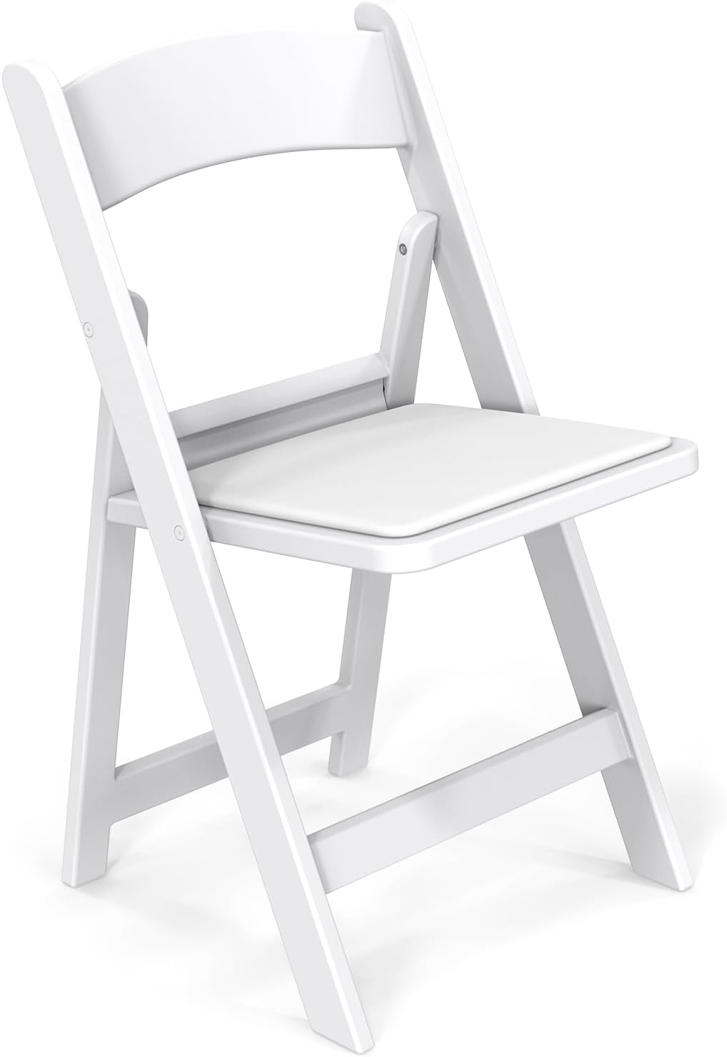 VINGLI White Resin Folding Chair with Padded Cushion, Set of 1, Plastic Foldable Seat for Indoor & Outdoor Use, Comfortable Design for Events, Parties & Home (1, White, M)