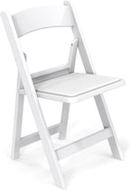 VINGLI White Resin Folding Chair with Padded Cushion, Set of 1, Plastic Foldable Seat for Indoor & Outdoor Use, Comfortable Design for Events, Parties & Home (1, White, M)