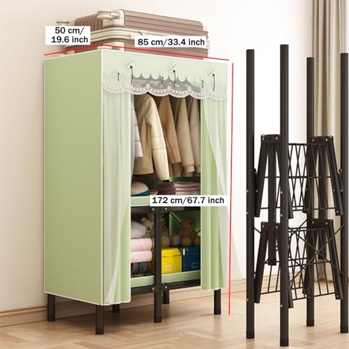 Canvas Wardrobe 85x50x172cm Wardrobes for Bedroom,Portable Wardrobe,1 Hanging Rails Folding Wardrobe,Folding Collapsible Fabric Storage Box for Wardrobe