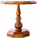 Vintage Country Style Side Table Hand Painted Art Carvings Dodecagonal Coffee Sofa Accent Small Side Table