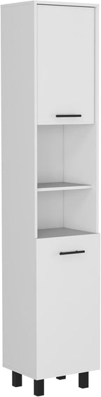 79" White Kitchen Storage Cabinet - 2 Open Shelves & 3 Internal | Pantry Organization, Dining Room