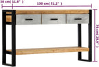 3 Drawer Console Table for Living Room, Brown Console Table with 3 Drawers, Black Iron Legs Grey