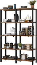 Madesa Kitchen Pantry Storage Rack with 10 Open Shelves 47" L Multiuse Modular Cabinet for Kitchen Organization - Black/Brown