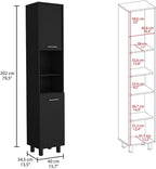 78 Inch Tall Black Pantry Cabinets, 3 Shelves, 2 Doors, Home Storage Organization for Kitchen, Living Room