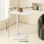 C Shaped Side Table for Couch, 25” Iron End Table Slides Under Sofa, Modern White Metal Snack Table with 20” x 14” Top, Small Space Living Room Bedroom Bedside Laptop Table