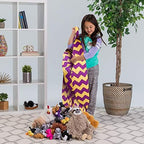 Posh Creations Stuffable Kids Stuffed Animal Storage Bean Bag Chair Cover - Childrens Toy Organizer, Large 38" - Pattern Chevron Purple and Yellow