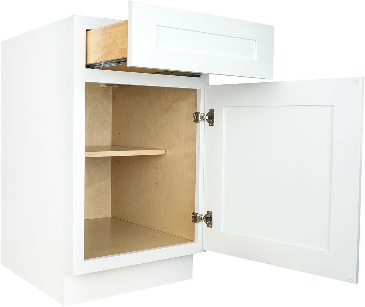Hollywood Fabiani Design Base Kitchen Cabinet - 21 in. W x 24 in. D x 34.5 in. H, Shaker White, Solid Wood Frame, 1/2-Inch Cabinet-Grade Plywood Box, Soft-Close Door, Ready to Assemble