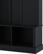 Merax Hall Tree with Bench and Shoe Storage 77.3" Tall with Adjustable Shelves, Modern All-in-One Entryway Bench with 2 Side Cabinets & 7 Hooks, Elegant Arched Design, 55.1"L x 15.7"W (Black)