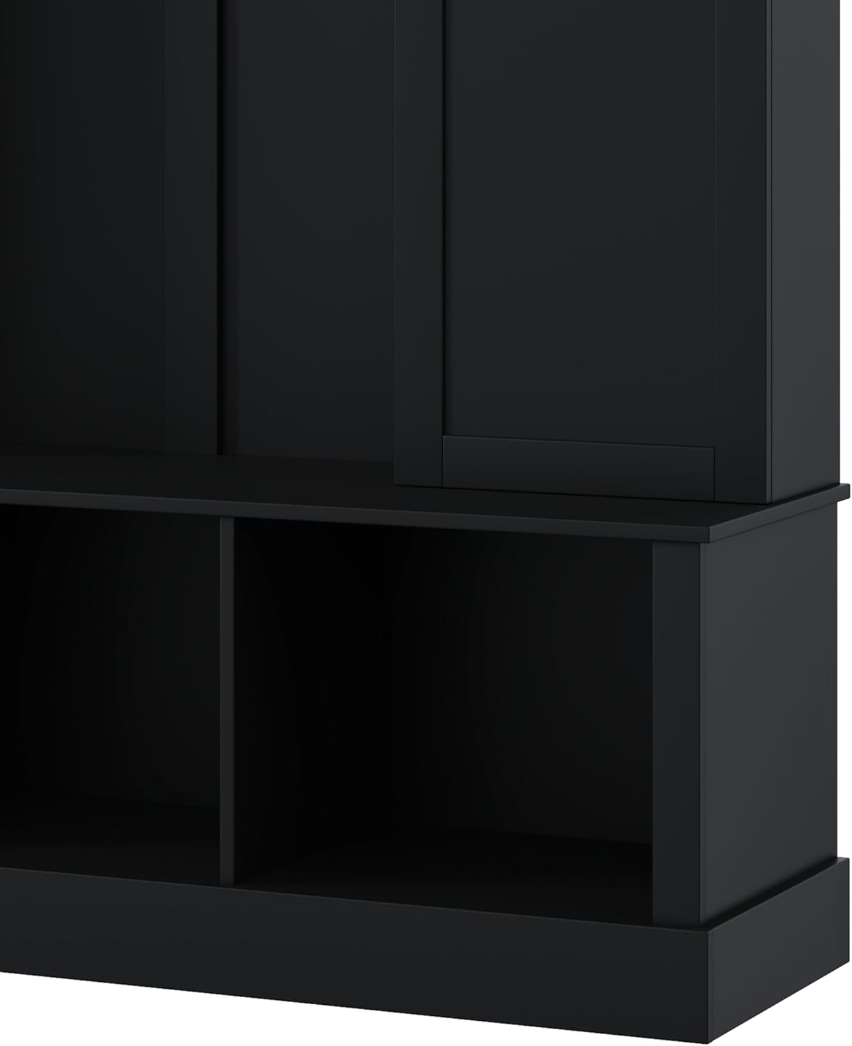 Merax Hall Tree with Bench and Shoe Storage 77.3" Tall with Adjustable Shelves, Modern All-in-One Entryway Bench with 2 Side Cabinets & 7 Hooks, Elegant Arched Design, 55.1"L x 15.7"W (Black)