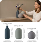 Ceramic Vase Set of 3 - Small Modern Minimalist Ceramic Bud Vases for Home Decor - Boho Aesthetic Flower Vases for Desk, Shelf & Table, Mantle, Bookshelf (Cute & Versatile) (Neutral Mix)