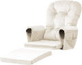 Lucky Monet 5Pcs Glider Rocker Replacement Cushions - Velvet Glider Cushions Replacement Set with Side Storage Pockets, Thick Glider Chair Cushions Washable & Non Slip, Cushion ONLY - Beige