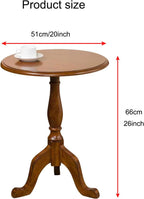 Vintage Round Table Side Table,Three Legs Wood Sofa End Table,Small Bar Pub Coffee Side Table,Side Table Decorative for Bedroom,Living Room,Patio,Balcony(20 * 20 * 26inch, Dark Walnut)