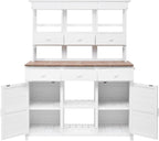 65.7" H Tall Garden Potting Bench with Hutch, 3 Shelves, 6 Drawers, 2 Cabinets, Side Hooks