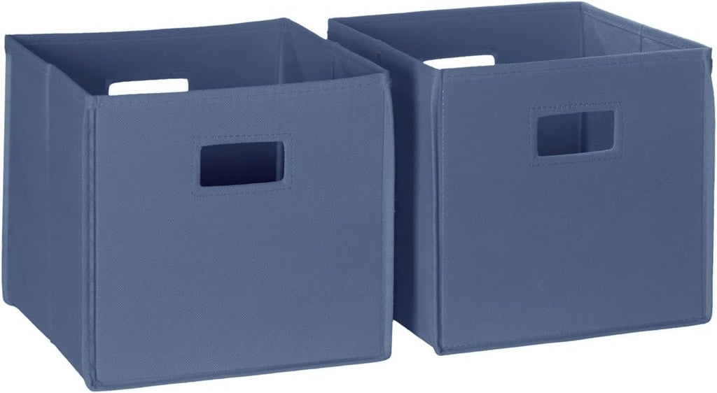 RiverRidge Kids 2pc Fabric Collapsible Storage Cube Organizers with Handles for Playroom Organization - Slate Blue