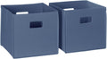 RiverRidge Kids 2pc Fabric Collapsible Storage Cube Organizers with Handles for Playroom Organization - Slate Blue