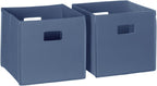 RiverRidge Kids 2pc Fabric Collapsible Storage Cube Organizers with Handles for Playroom Organization - Slate Blue
