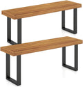 Solid Acacia Wood Outdoor Dining Bench, 2 Pack, 800 LBS Weight Capacity, for Patio Garden