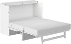 AFI, Northfield Murphy Bed Chest Queen with 6" Mattress, Storage Drawer & Built-in USB Charger, White
