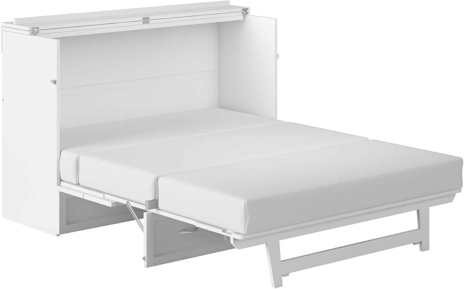 AFI, Northfield Murphy Bed Chest Queen with 6" Mattress, Storage Drawer & Built-in USB Charger, White