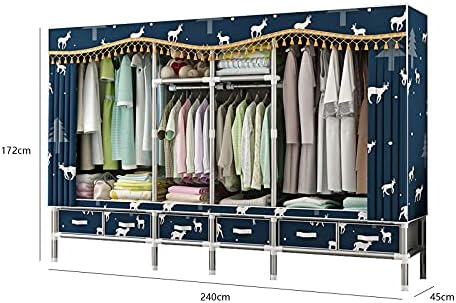 Portable Wardrobe Cloth Wardrobe Large Wardrobe,Simple Portable Wardrobe Multifunction Bedroom Wardrobe Storage Partition Suspension Storage Wardrobe,D,172 * 240 * 45cm Port